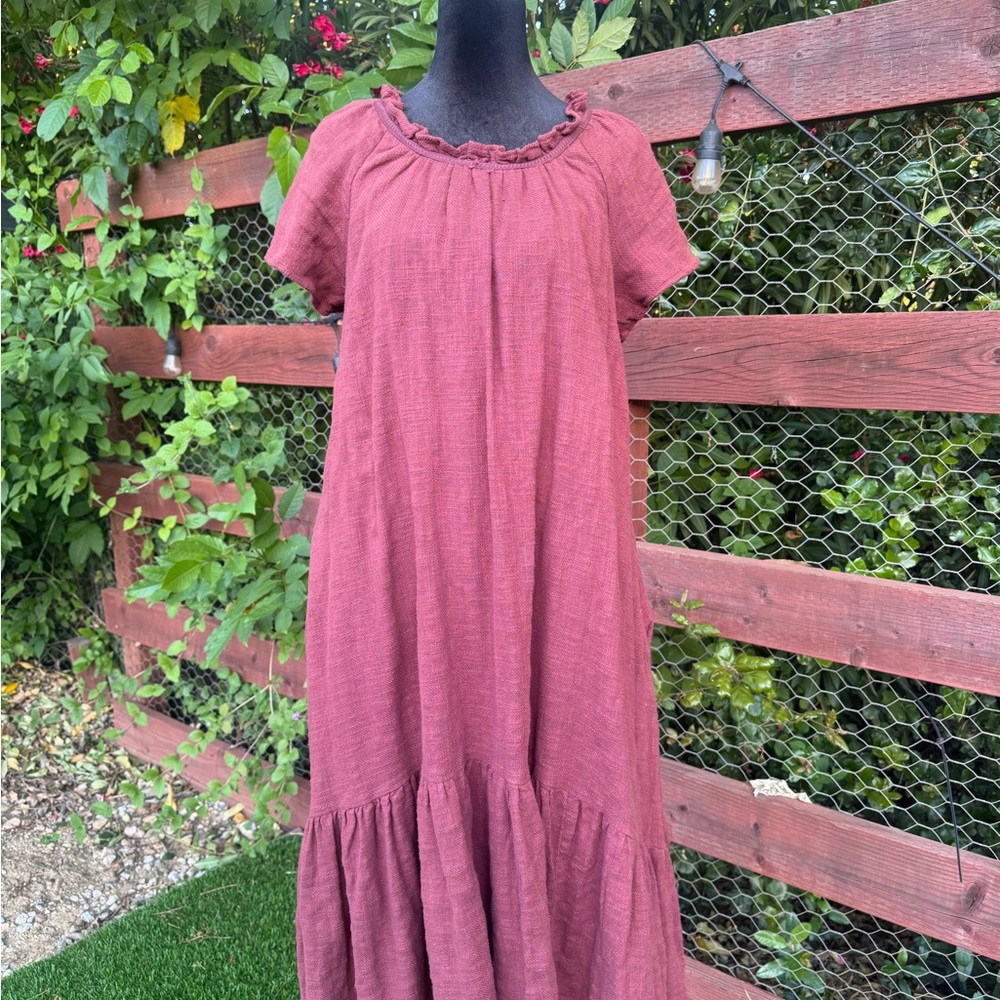 Anthropologie Rosewood Tiered Short-Sleeve Maxi Dress